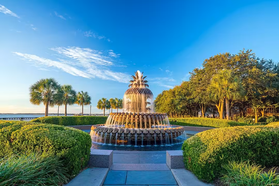 Charleston, South Carolina: Why the Lowcountry is Your Ideal Home & Investment Destination Elegant fountain with palm trees
